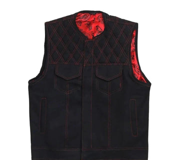 Phantom Operator Men's Black Leather Motorcycle Vest