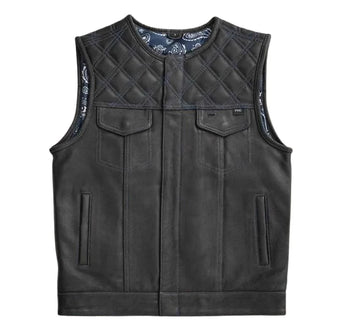 Elite Diamond Cut Men's Quilted Leather Vest