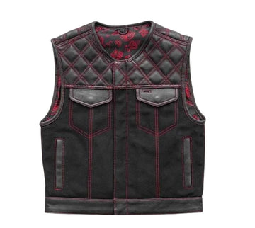 Hunt Club Outlaw Men Leather / Denim Biker Vest