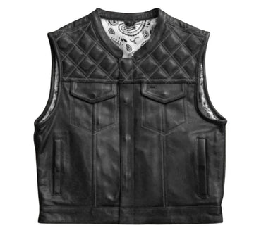 Ebony Quilted Men Leather Biker Vest