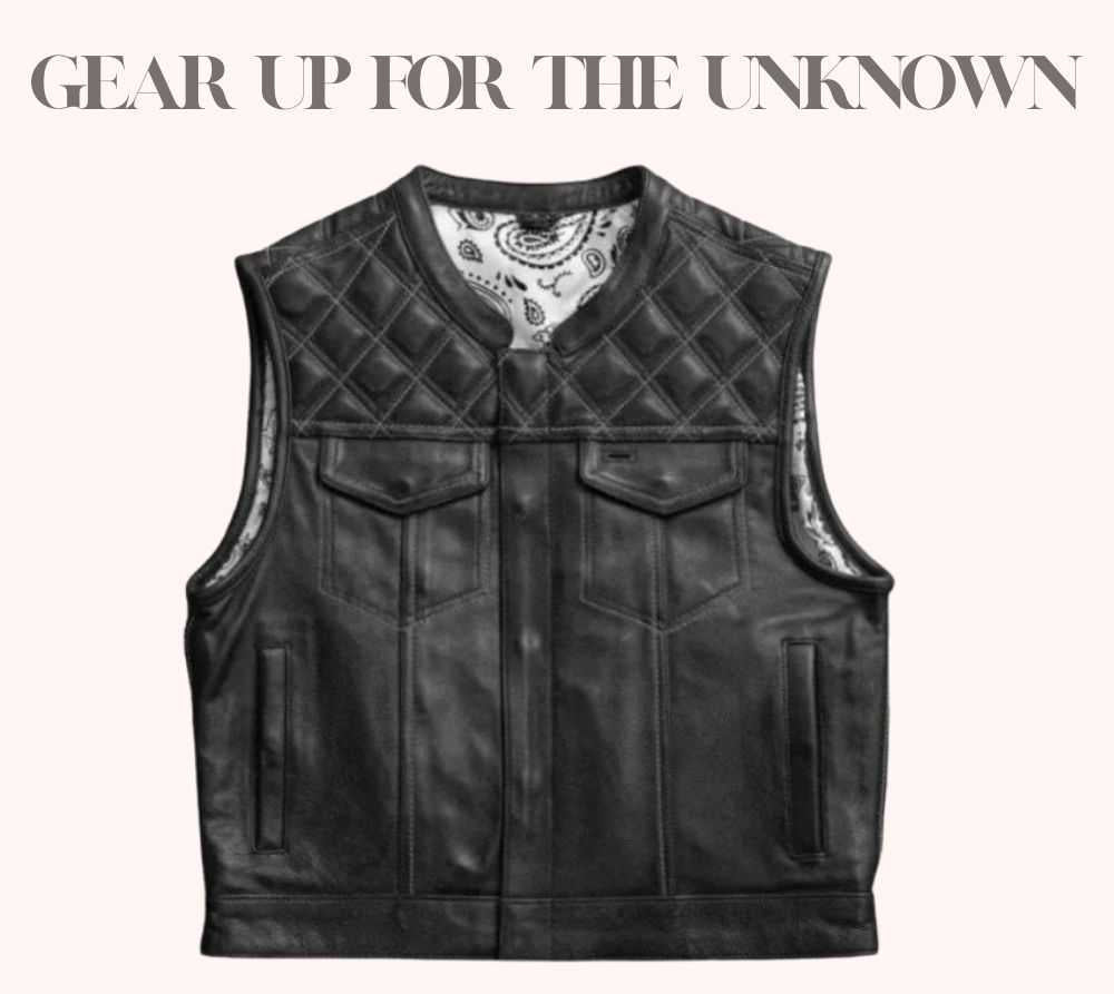 Ebony Quilted Men Leather Biker Vest