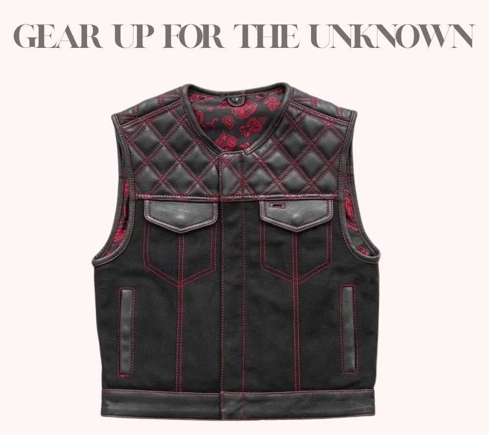 Hunt Club Outlaw Men Leather / Denim Biker Vest