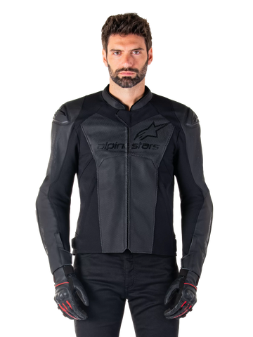 Alpinestars Faster V3 Airflow Leather Jacket – Black/Black Premium Motorcycle Gear