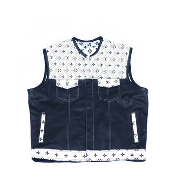LV White Leather Diamond Stitching with Black Perforated Leather