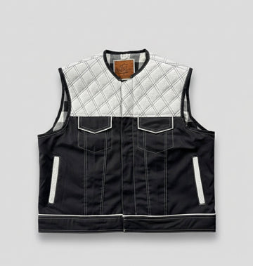 WW White Gator Leather and Denim Motorcycle Vest