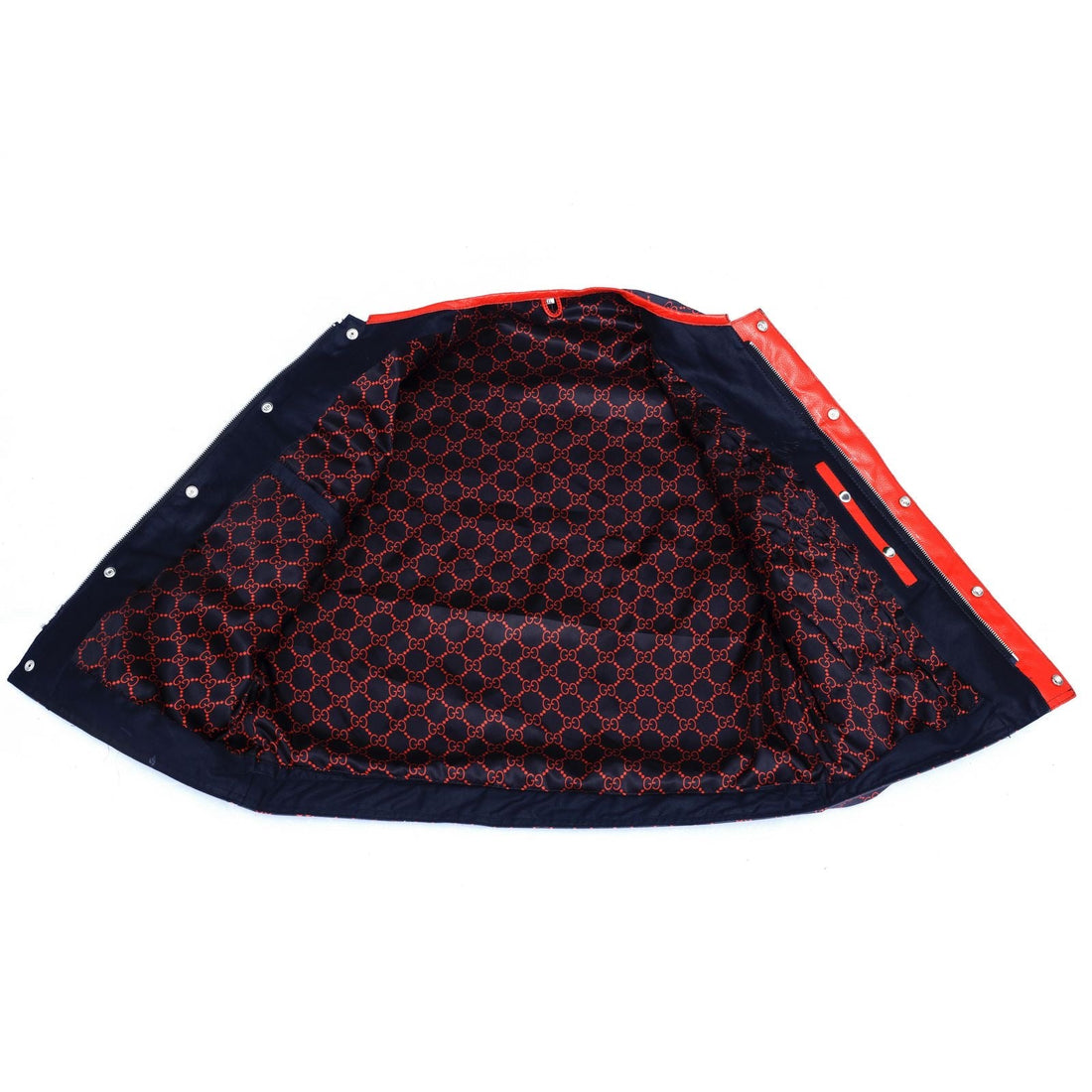 Gucci printed Canvas with Red Leather Diamond Stitching Leather Vest