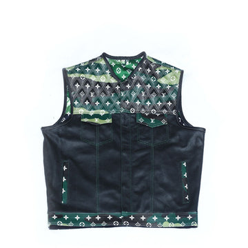 LV Camo & Black Perforated Leather Vest