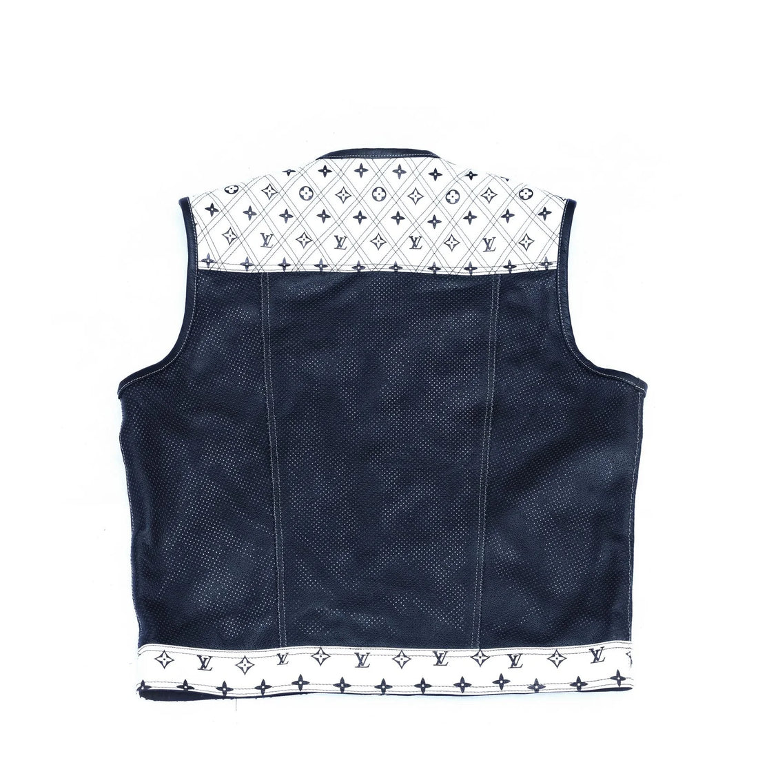 LV White Leather Diamond Stitching with Black Perforated Leather
