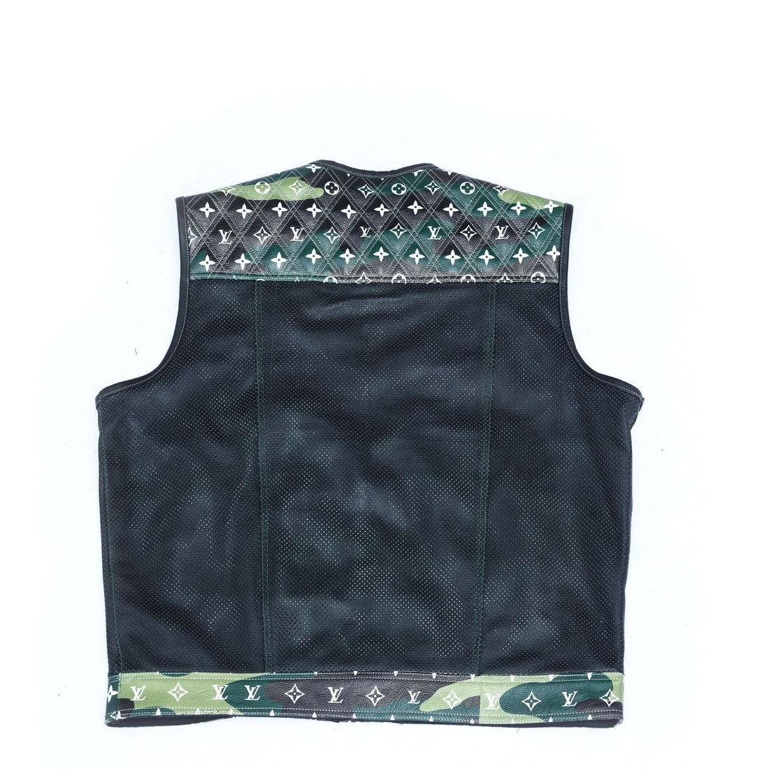 LV Camo & Black Perforated Leather Vest