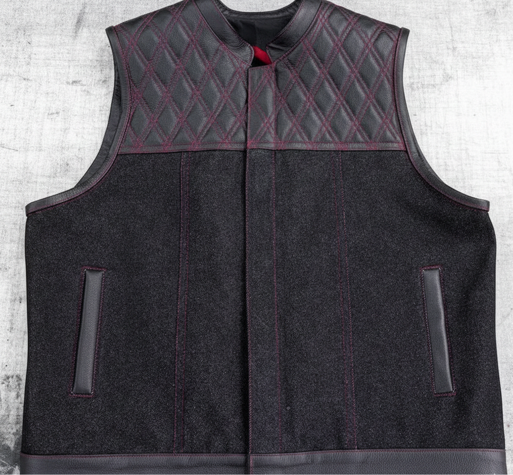 Leather Vest ,Mens Hunt Club Diamond Quilted Black Paisley Leather Build Denim Style Rider Motorcycle Leather Vest ,Men Vest Gifts For Men