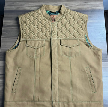 Leather Vest Tan Brown Men Biker  Vest. Customizable to Low Vest