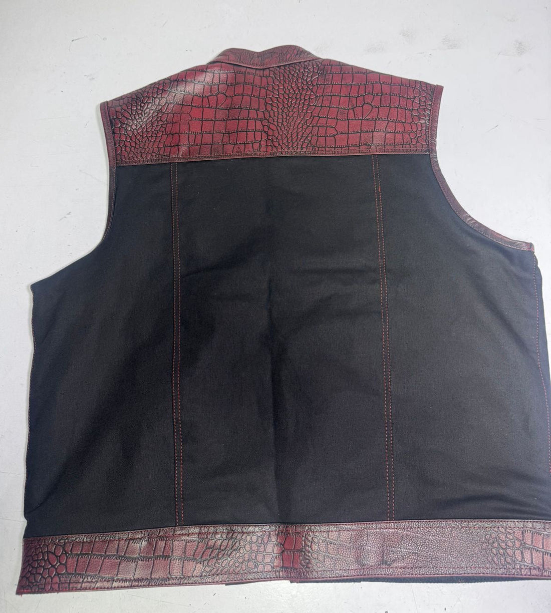 Crimson Croc Men's Motorcycle Leather/Denim Vest