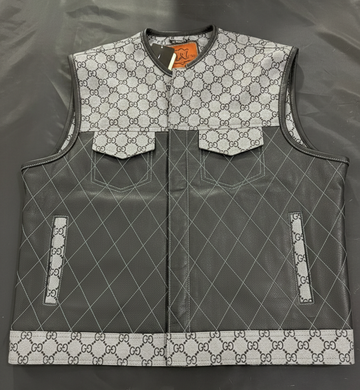 Gucci Canvas with Black Diamond Stitching Leather Vest