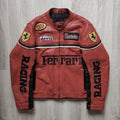 Vintage Ferrari Racing Leather Jacket – 100% Cowhide | Men's Motorsport Style - LEATHER CHAPTER