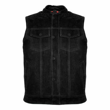 MEN'S MATT BLACK LEATHER WAISTCOAT