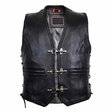 MOTORCYCLE BIKER LEATHER COWL WITH CARABINER