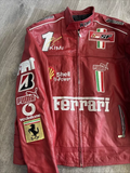 Ferrari F1 Racing Red Motorcycle Riding Gear – Cowhide Leather Biker Jacket - LEATHER CHAPTER
